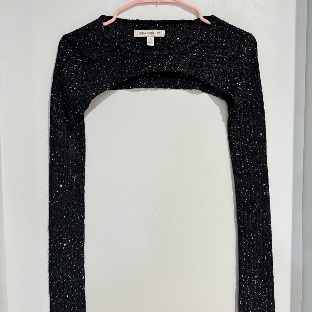 Urban Outfitters Black Glitter Shrug
